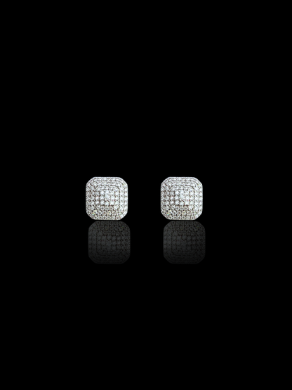 Moissanite Cluster Pyramid Square Stud Earrings